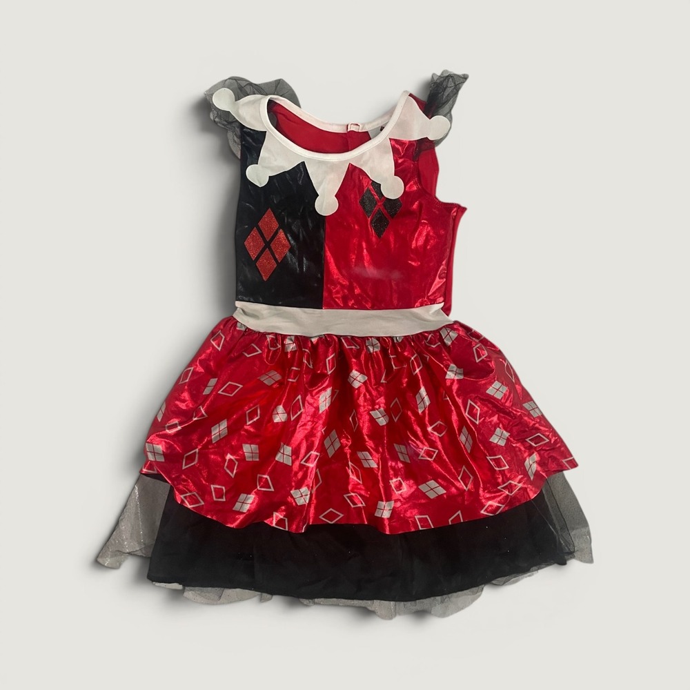 red and black harley quinn dress | Costumes | Harley Quinn Girls Costume M Dc Comics Jerry Leigh Piece Costume